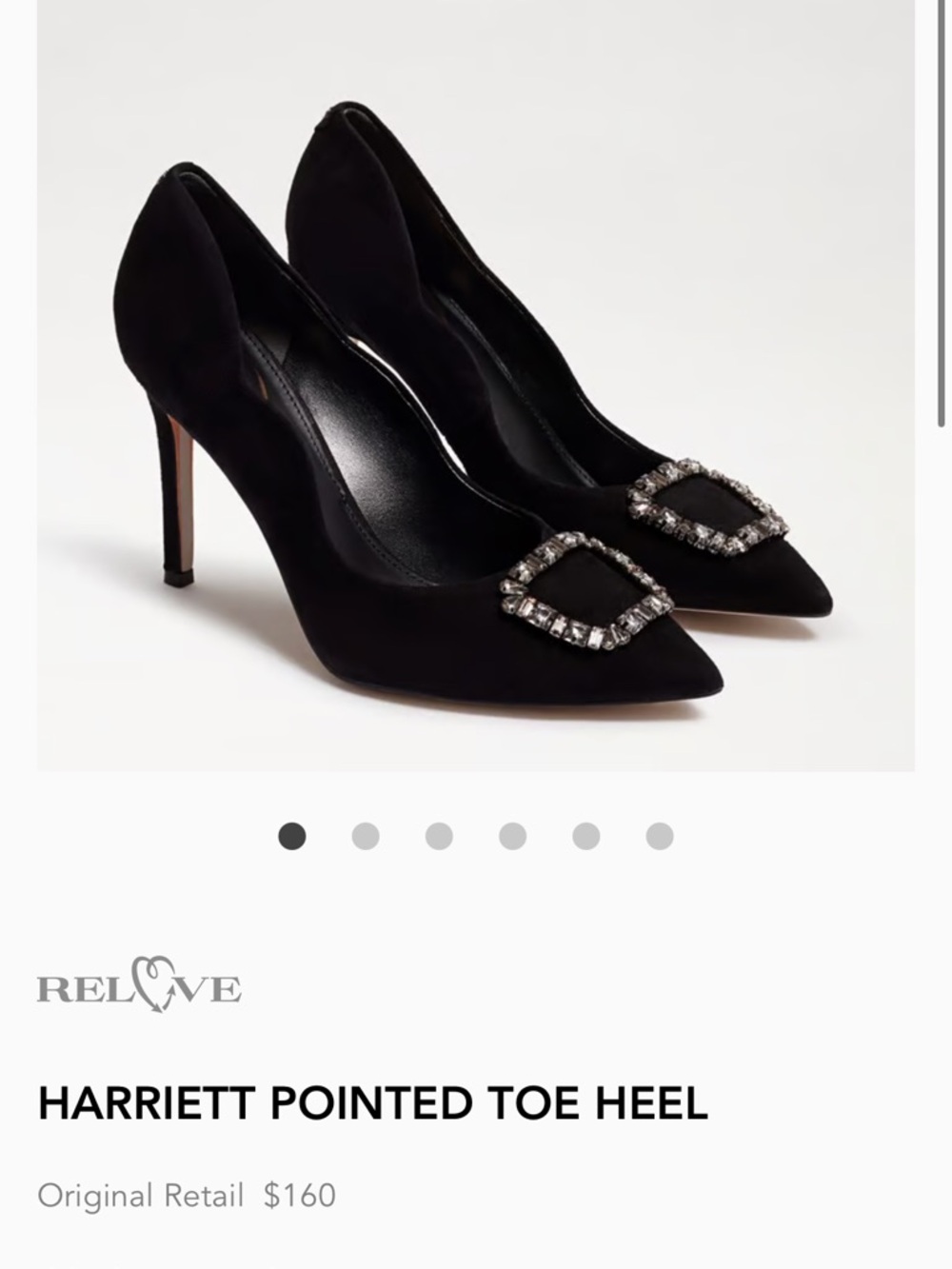 Sam Edelman Harriett Pointed Toe Heels Black Velvet w/ Crystal Buckle Size 8